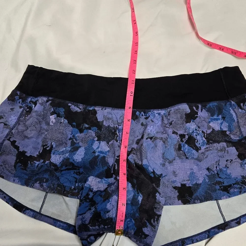 LULULEMON screen camo‎ multi black speed up running micro shorts 10